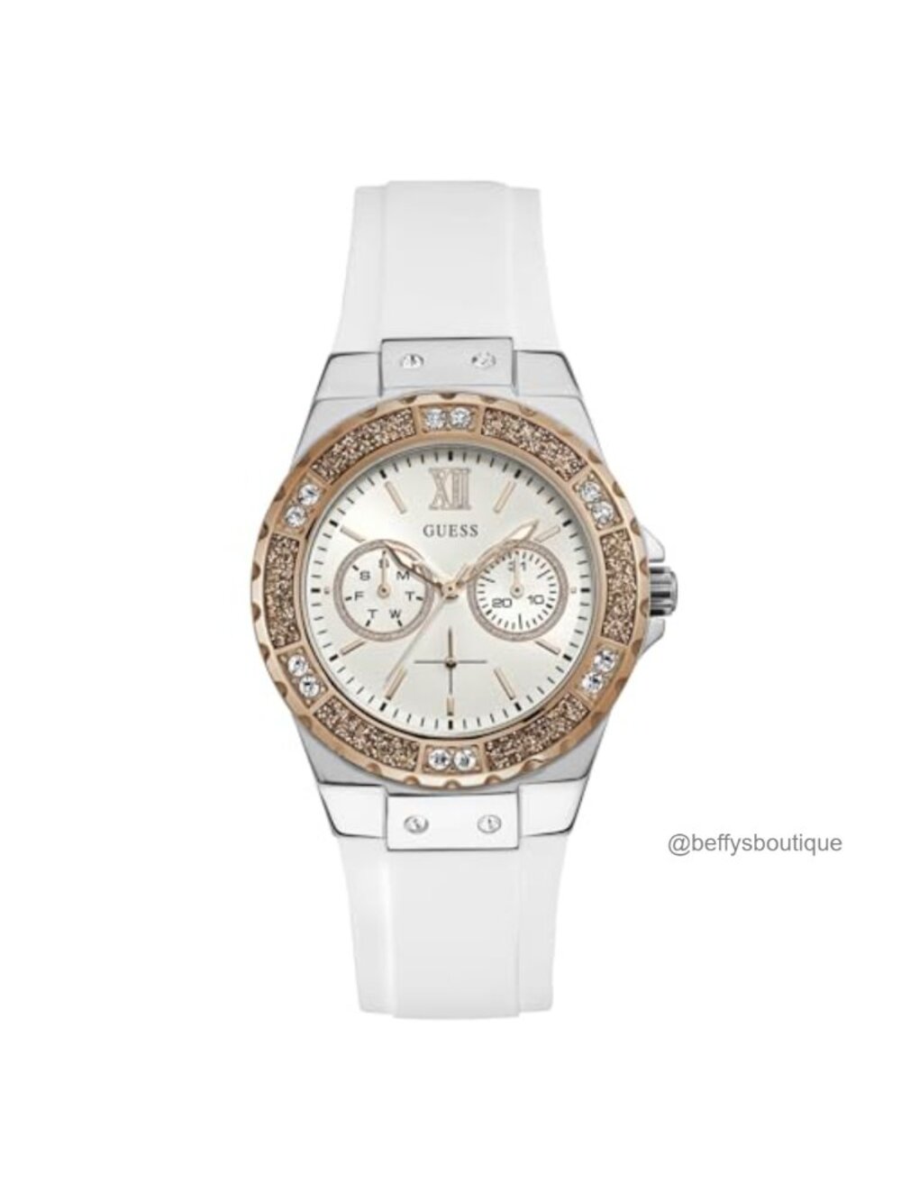 Guess Women's Stainless Steel Silicone Watch Day Date 38MM
